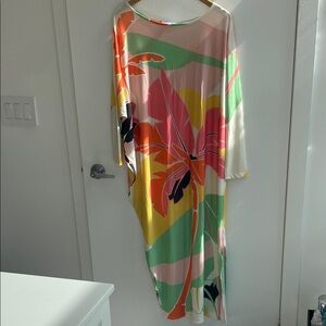 Never Fully Dressed Cream Dress with Neon Orange and Mint Trim